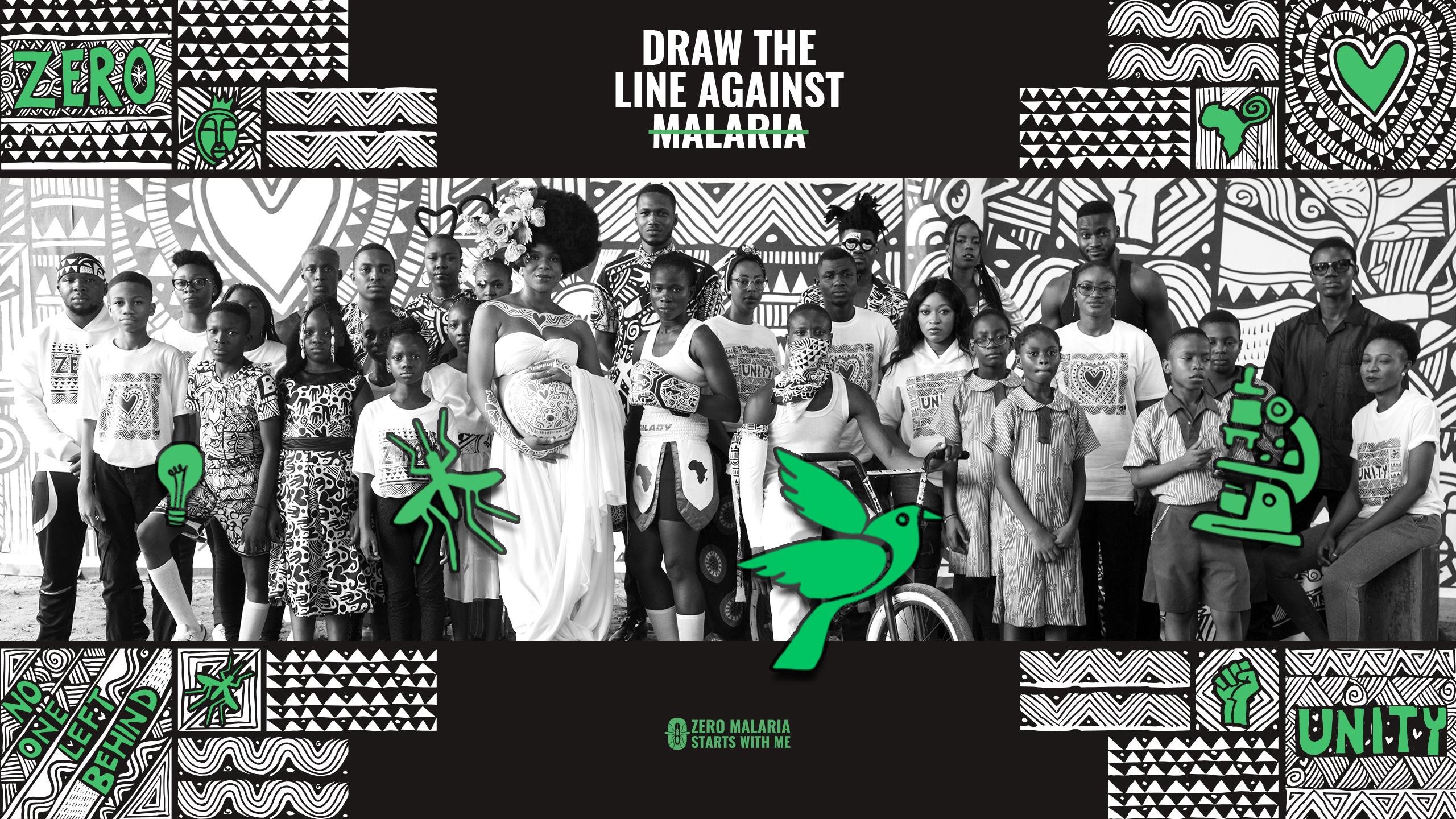 African stars unite youth to "Draw The Line" against malaria and take back their futures